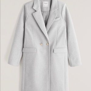 Tailored Wool-Blend Dad Coat, Size- xs petite, color-light grey.